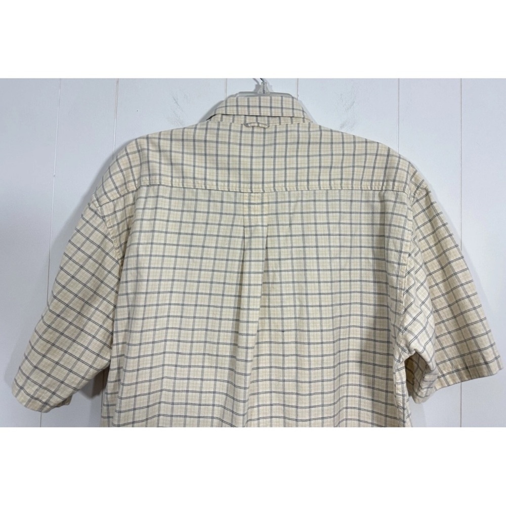 Timberland Shirt Men's Size L Yellow Plaid Button Down 100% Cotton Short Sleeve - Picture 4 of 8